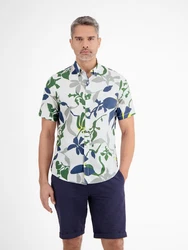 LERROS Kurzarmhemd Sommerhemd Hawaiian-Style Blau/Grün/Weiß