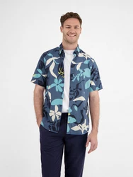 LERROS Kurzarmhemd Sommerhemd Hawaiian-Style Blau/Hellblau