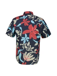 LERROS Kurzarmhemd Sommerliches Baumwoll-Leinenhemd Blau/Rot/Dunkelblau/Hellblau