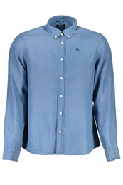 Langarmhemd Herren Langarmshirt Blau - Regular Fit, Bio-Baumwolle, Button-Down