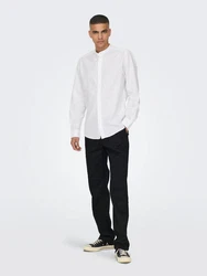 ONLY & SONS Langarmhemd Caiden Grau/Weiß/Hellgrau