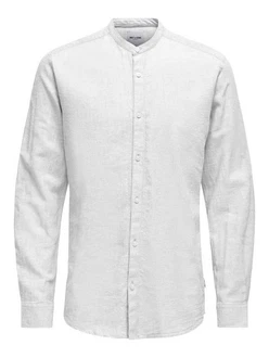 ONLY & SONS Langarmhemd Caiden Grau/Weiß/Hellgrau