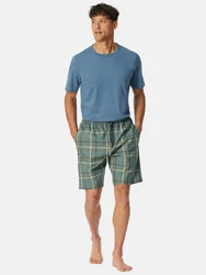 Schiesser Pyjamahose Bermuda Mix Relax Grün/Dunkelgrün/Grau