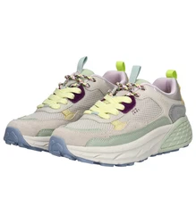 Jeep Sneaker Lederimitat/Textil Grau/Lila/Hellgrau/Hellgrün