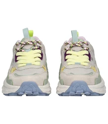 Jeep Sneaker Lederimitat/Textil Grau/Lila/Hellgrau/Hellgrün