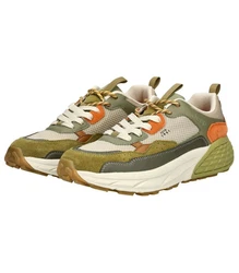 Jeep Sneaker Lederimitat/Textil Dunkelgrün/Khaki/Beige/Grün