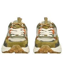 Jeep Sneaker Lederimitat/Textil Dunkelgrün/Khaki/Beige/Grün