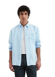 Marc O'Polo Leinenhemd im klassischen Look Hellblau