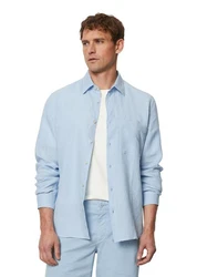 Marc O'Polo Leinenhemd im klassischen Look Hellblau