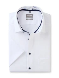 OLYMP Kurzarmhemd Luxor comfort fit Weiß/Creme/Hellblau