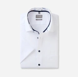OLYMP Kurzarmhemd Luxor comfort fit Weiß/Creme/Hellblau