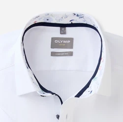 OLYMP Kurzarmhemd Luxor comfort fit Weiß/Creme/Hellblau