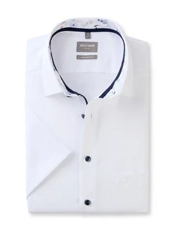 OLYMP Kurzarmhemd Luxor comfort fit Weiß/Creme/Hellblau