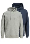 Jack & Jones Hoodie 2er Pack Basic Spar-Set Dunkelblau/Grau/Hellgrau