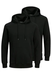 Jack & Jones Hoodie 2er Pack Basic Spar-Set Schwarz