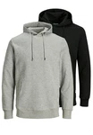 Jack & Jones Hoodie 2er Pack Basic Spar-Set Dunkelgrau/Hellgrau/Grau/Schwarz