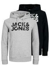 Jack & Jones Hoodie 2er Pack Corp Schwarz/Grau/Dunkelgrau/Hellblau