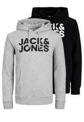 Jack & Jones Hoodie 2er Pack Corp Schwarz/Grau/Dunkelgrau/Hellblau