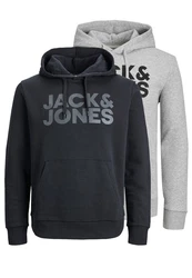 Jack & Jones Hoodie 2er Pack Corp Dunkelblau/Schwarz/Dunkelgrau/Grau/Hellblau