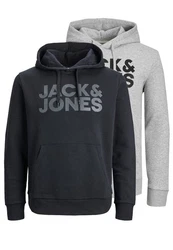 Jack & Jones Hoodie 2er Pack Corp Dunkelblau/Schwarz/Dunkelgrau/Grau/Hellblau