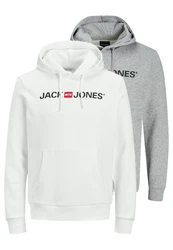 Jack & Jones Hoodie 2er Pack Corp Sweatshirt Grau/Weiß/Schwarz