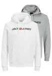 Jack & Jones Hoodie 2er Pack Corp Sweatshirt Grau/Weiß/Schwarz