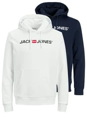 Jack & Jones Hoodie 2er Pack Corp Sweatshirt Dunkelblau/Schwarz/Rot/Hellblau/Blau