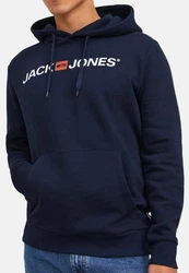 JACK & JONES Herren Hoodie Logo JJECORP Old Sweat Hood NOOS (12137054) Dunkelblau/Schwarz/Blau