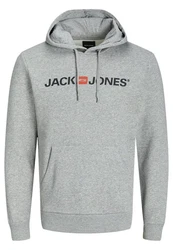 JACK & JONES Herren Hoodie Logo JJECORP Old Sweat Hood NOOS (12137054) Grau/Hellgrau/Hellblau/Schwarz