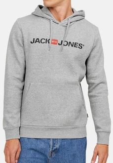 JACK & JONES Herren Hoodie Logo JJECORP Old Sweat Hood NOOS (12137054) Grau/Hellgrau/Hellblau/Schwarz