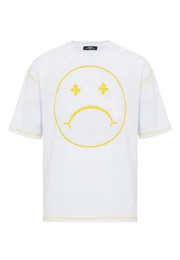 T-Shirt Oversized mit Smiley-Print Rundhals, Streetwear, 100 % Baumwolle