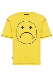 T-Shirt Oversized mit Smiley-Print Rundhals, Streetwear, 100 % Baumwolle