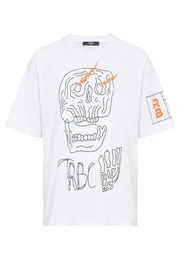 T-Shirt Oversized mit Totenkopf-Print - Rundhals, Streetwear, 100 % Baumwolle