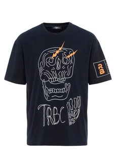 RedBridge T-Shirt Oversized Totenkopf-Print Blau/Dunkelblau
