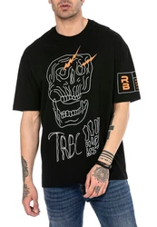RedBridge T-Shirt Oversized Totenkopf-Print Schwarz