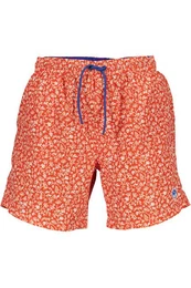 Badeshorts Herren Bade-Boxershorts Rot mit Muster - Bio-Baumwolle, Komfortfit