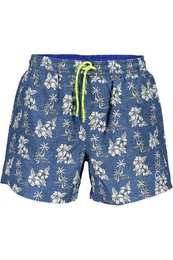 Badeshorts Herren-Badehose Blau: Gemustert, Bio-Baumwolle, Bequemer Sitz