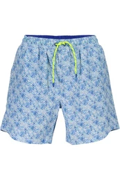 Badeshorts Herren Bade-Boxershorts Blau mit Muster Bio-Baumwolle, Komfort fit