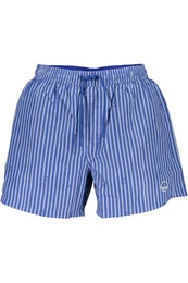 Badeshorts Herren Badehose Blau mit Fantasiemuster, Bio-Baumwolle & Kordelzug