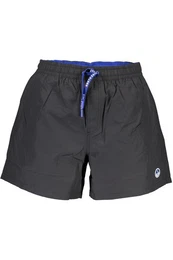 Badeshorts Herren-Badeboxer Schwarz Bio-Baumwolle, Kontrastdetails, Taschen