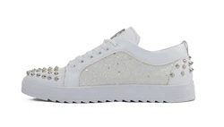 TAMBOGA Herren Sneaker mit Totenkopf Weiß/Creme/Grau/Silber