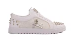 TAMBOGA Herren Sneaker mit Totenkopf Weiß/Creme/Grau/Silber