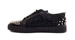TAMBOGA Herren Sneaker mit Totenkopf Schwarz/Creme/Grau/Silber