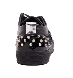TAMBOGA Herren Sneaker mit Totenkopf Schwarz/Creme/Grau/Silber