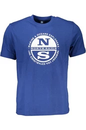 T-Shirt Herren Kurzarm T-Shirt Blau mit Logo-Druck und