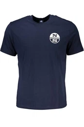 T-Shirt Herren Kurzarm T-Shirt Blau Rundhals mit Print und