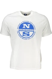 T-Shirt Herren Kurzarm-T-Shirt Wei mit Rundhals und