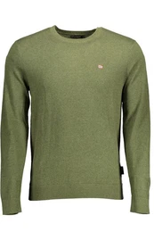 Strickpullover Grner Langarm-Pullover fr Herren mit Stickerei und Rundhalsausschn