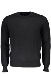 Strickpullover Herren Pullover Schwarz Rundhals mit Logo-Stickerei aus recycelten Fas