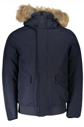 Outdoorjacke Herrenjacke Blau mit Kapuze & abnehmbarem Fell Stil & Komfort